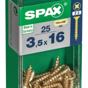Lot de 25 vis acier tête fraisée pozidriv SPAX, Diam.3.5 mm x L.16 mm