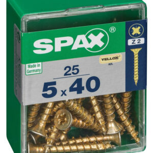 Lot de 25 vis acier tête fraisée pozidriv SPAX, Diam.5 mm x L.40 mm