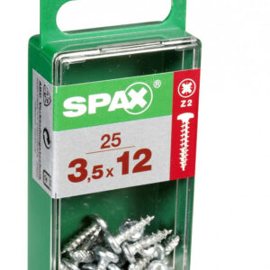 Lot de 25 vis acier tête ronde torx SPAX, Diam.3.5 mm x L.12 mm