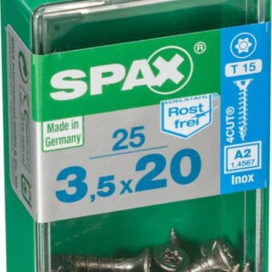 Lot de 25 vis inox tête fraisée torx SPAX, Diam.3.5 mm x L.20 mm