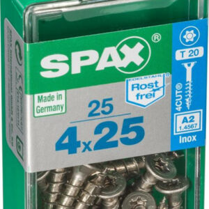 Lot de 25 vis inox tête fraisée torx SPAX, Diam.4 mm x L.25 mm