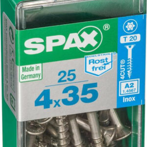 Lot de 25 vis inox tête fraisée torx SPAX, Diam.4 mm x L.35 mm