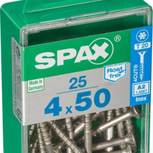 Lot de 25 vis inox tête fraisée torx SPAX, Diam.4 mm x L.50 mm