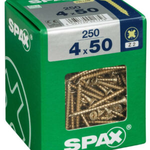 Lot de 250 vis acier tête fraisée pozidriv SPAX, Diam.4 mm x L.50 mm