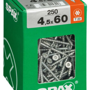 Lot de 250 vis acier tête fraisée torx SPAX, Diam.4.5 mm x L.60 mm