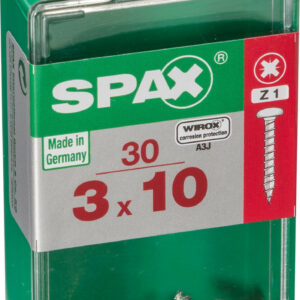 Lot de 30 vis acier tête cylindrique bombée SPAX, Diam.3 mm x L.10 mm