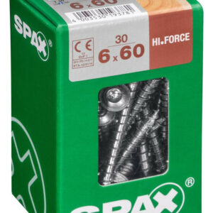 Lot de 30 vis acier tête fraisée bombée torx SPAX, Diam.6 mm x L.60 mm