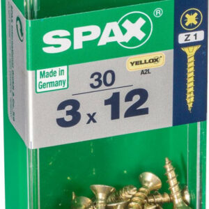 Lot de 30 vis acier tête fraisée pozidriv SPAX, Diam.3 mm x L.12 mm