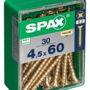 Lot de 30 vis acier tête fraisée pozidriv SPAX, Diam.4.5 mm x L.60 mm