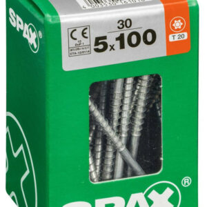 Lot de 30 vis acier tête fraisée torx SPAX, Diam.5 mm x L.100 mm
