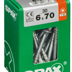 Lot de 30 vis acier tête fraisée torx SPAX, Diam.6 mm x L.70 mm