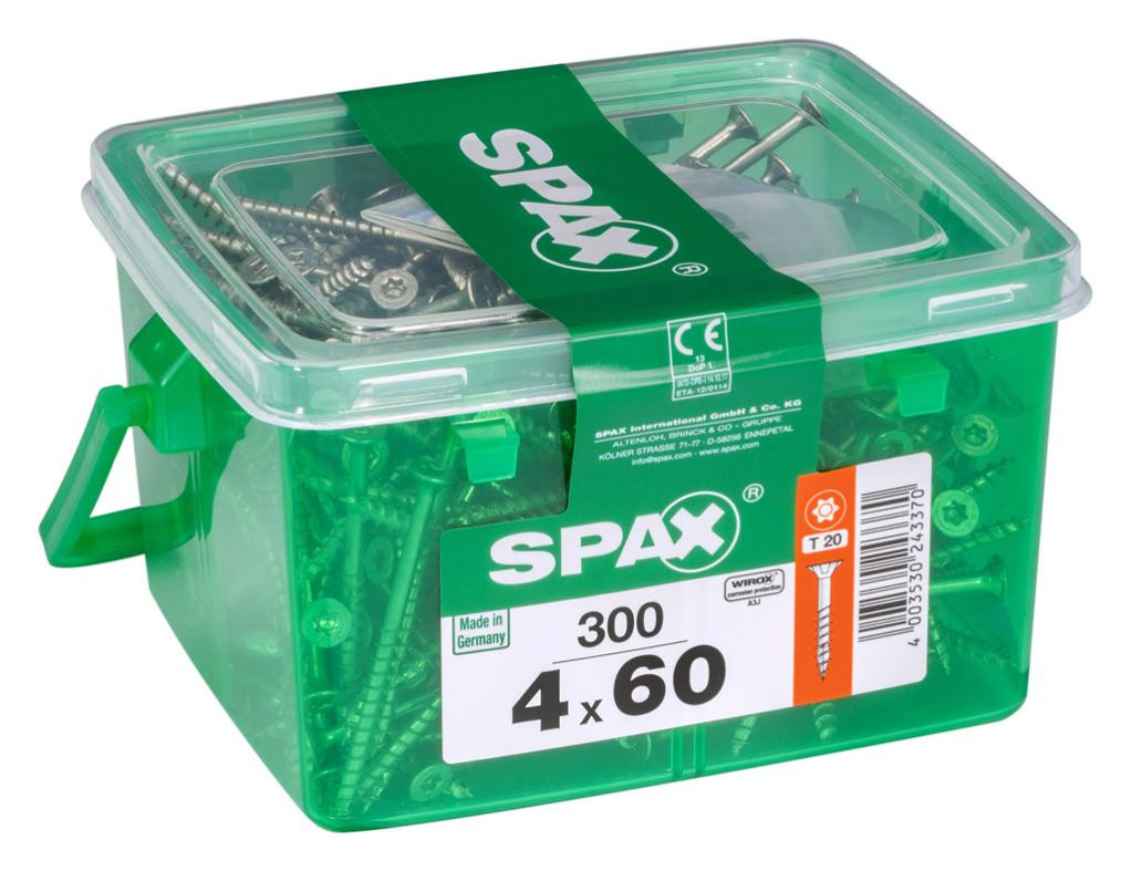 Lot de 300 vis acier tête fraisée SPAX, Diam.4 mm x L.60 mm