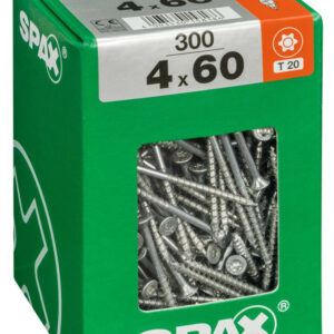 Lot de 300 vis acier tête fraisée torx SPAX, Diam.4 mm x L.60 mm
