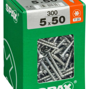 Lot de 300 vis acier tête fraisée torx SPAX, Diam.5 mm x L.50 mm