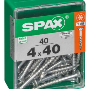 Lot de 40 vis acier tête autofraisée plate SPAX, Diam.4 mm x L.40 mm