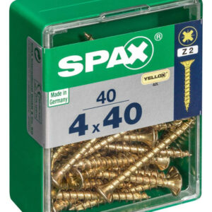 Lot de 40 vis acier tête fraisée pozidriv SPAX, Diam.4 mm x L.40 mm