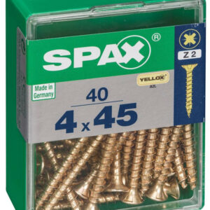 Lot de 40 vis acier tête fraisée pozidriv SPAX, Diam.4 mm x L.45 mm