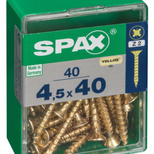 Lot de 40 vis acier tête fraisée pozidriv SPAX, Diam.4.5 mm x L.40 mm