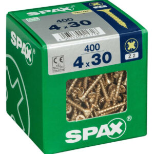 Lot de 400 vis acier tête fraisée pozidriv SPAX, Diam.4 mm x L.30 mm