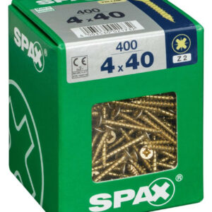 Lot de 400 vis acier tête fraisée pozidriv SPAX, Diam.4 mm x L.40 mm
