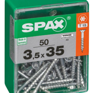 Lot de 50 vis acier tête autofraisée plate SPAX, Diam.3.5 mm x L.35 mm