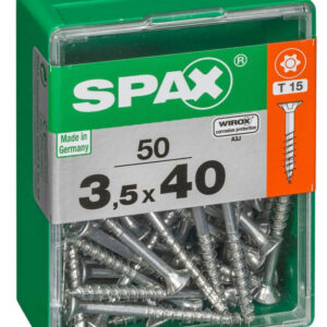 Lot de 50 vis acier tête autofraisée plate SPAX, Diam.3.5 mm x L.40 mm