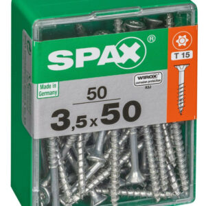 Lot de 50 vis acier tête autofraisée plate SPAX, Diam.3.5 mm x L.50 mm
