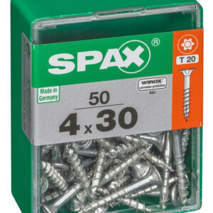 Lot de 50 vis acier tête autofraisée plate SPAX, Diam.4 mm x L.30 mm