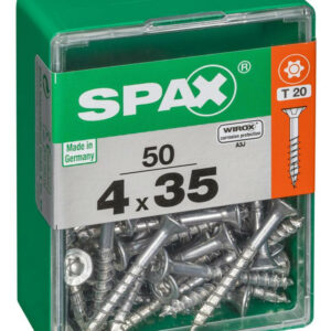 Lot de 50 vis acier tête autofraisée plate SPAX, Diam.4 mm x L.35 mm