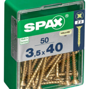 Lot de 50 vis acier tête fraisée pozidriv SPAX, Diam.3.5 mm x L.40 mm
