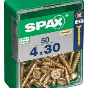 Lot de 50 vis acier tête fraisée pozidriv SPAX, Diam.4 mm x L.30 mm
