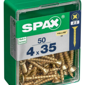Lot de 50 vis acier tête fraisée pozidriv SPAX, Diam.4 mm x L.35 mm