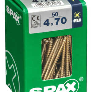 Lot de 50 vis acier tête fraisée pozidriv SPAX, Diam.4 mm x L.70 mm