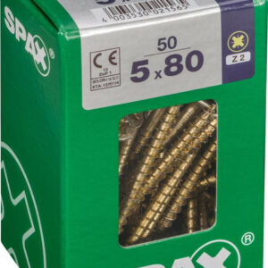 Lot de 50 vis acier tête fraisée pozidriv SPAX, Diam.5 mm x L.80 mm