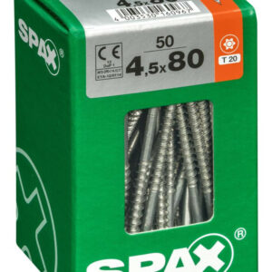 Lot de 50 vis acier tête fraisée torx SPAX, Diam.4.5 mm x L.80 mm