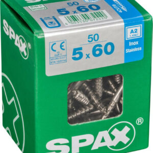 Lot de 50 vis inox tête fraisée torx SPAX, Diam.5 mm x L.60 mm