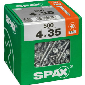 Lot de 500 vis acier tête fraisée torx SPAX, Diam.4 mm x L.35 mm