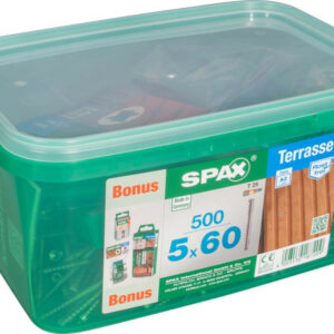 Lot de 500 vis terrasse acier tête cylindrique SPAX, Diam.5 mm x L.60 mm