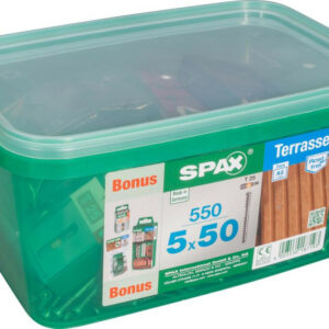 Lot de 550 vis terrasse inox tête cylindrique étoile SPAX, Diam.5 mm x L.50 mm