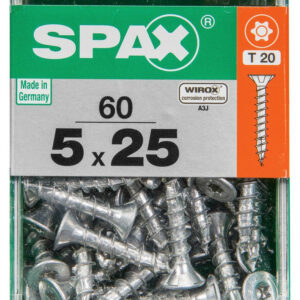 Lot De 60 Vis Acier Tête Autofraisée Plate Spax, Diam.5 Mm X L.25 Mm