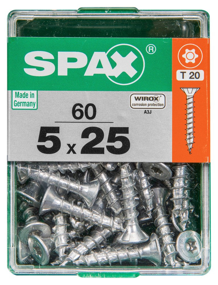Lot De 60 Vis Acier Tête Autofraisée Plate Spax, Diam.5 Mm X L.25 Mm