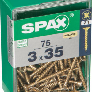 Lot de 75 vis acier tête fraisée pozidriv SPAX, Diam.3 mm x L.35 mm