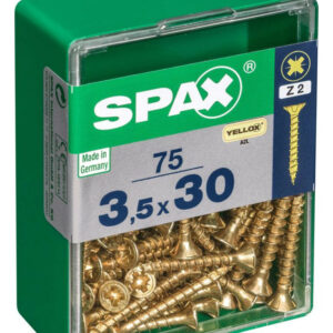 Lot de 75 vis acier tête fraisée pozidriv SPAX, Diam.3.5 mm x L.30 mm