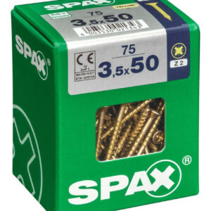 Lot de 75 vis acier tête fraisée pozidriv SPAX, Diam.3.5 mm x L.50 mm