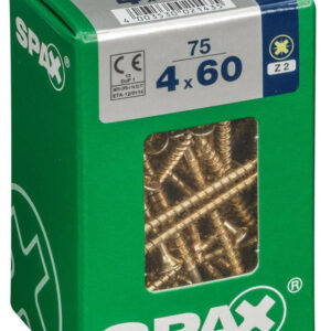 Lot de 75 vis acier tête fraisée pozidriv SPAX, Diam.4 mm x L.60 mm
