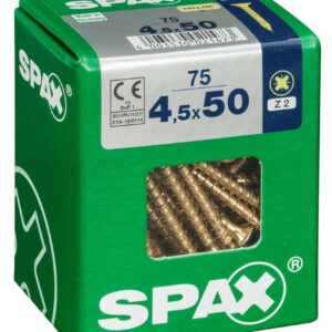 Lot de 75 vis acier tête fraisée pozidriv SPAX, Diam.4.5 mm x L.50 mm