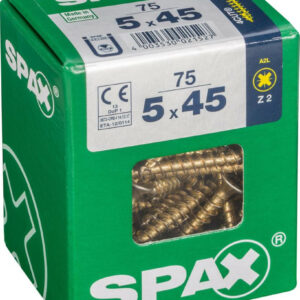 Lot de 75 vis acier tête fraisée pozidriv SPAX, Diam.5 mm x L.45 mm