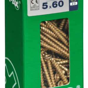 Lot de 75 vis acier tête fraisée pozidriv SPAX, Diam.5 mm x L.60 mm