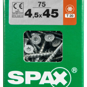 Lot De 75 Vis Acier Tête Fraisée Torx Spax, Diam.4.5 Mm X L.45 Mm
