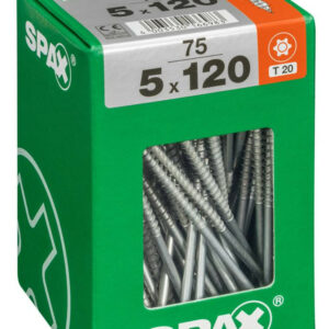 Lot de 75 vis acier tête plate SPAX, Diam.5 mm x L.120 mm